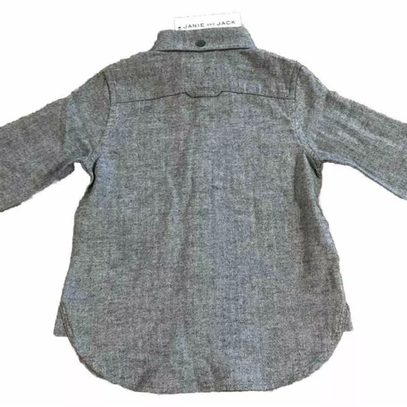Janie and Jack Grey Button Down Herringbone Shirt Toddler Boys 2T NEW Fast Ship - Picture 2 of 3